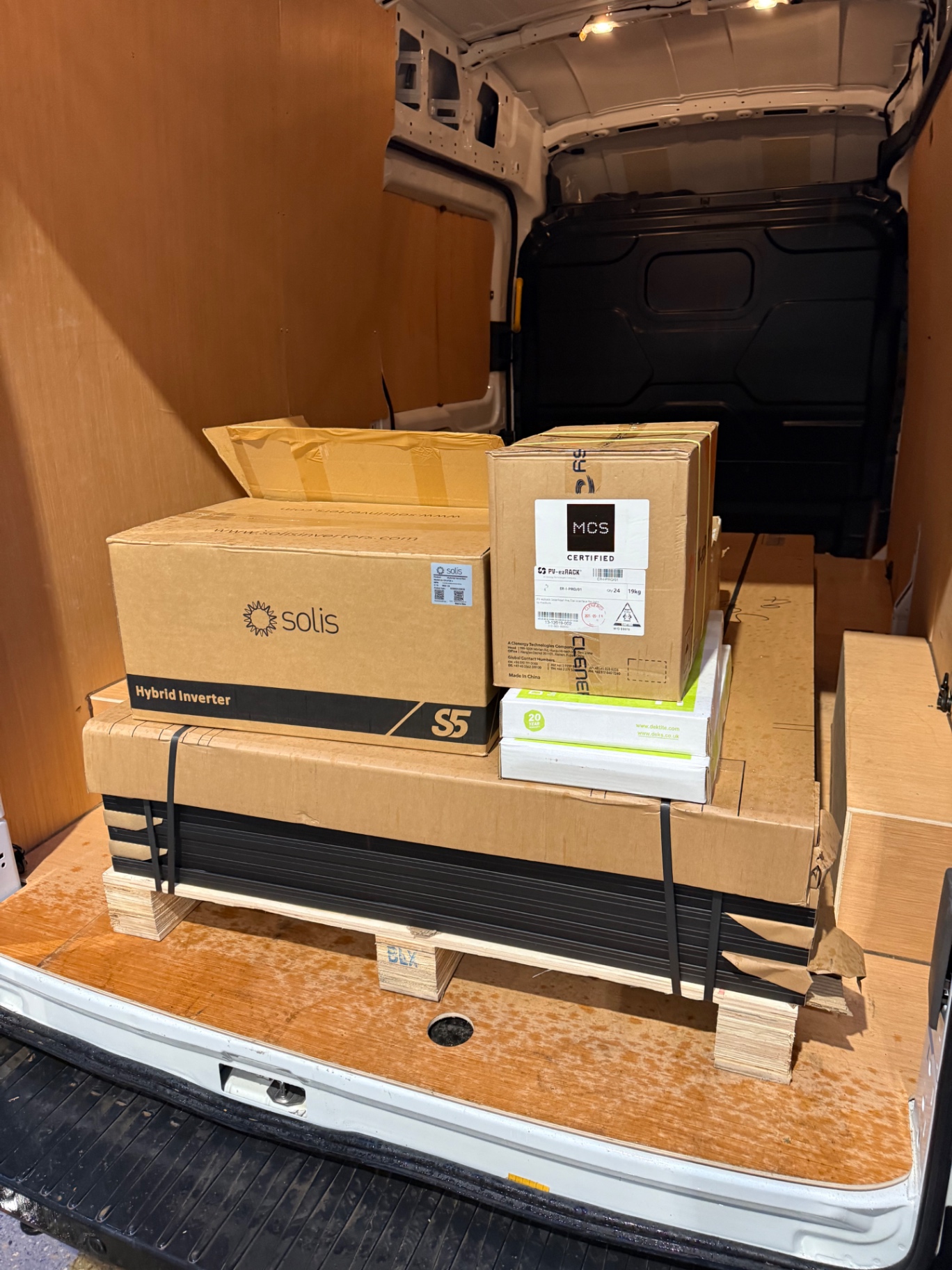 Solar inverter and equipment loaded for delivery